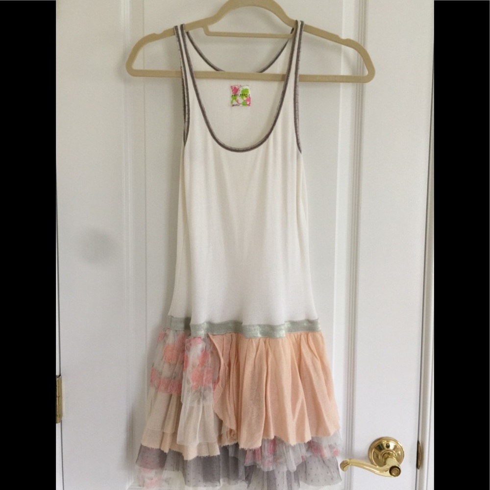 Free People Cream and Pink Mini Dress
